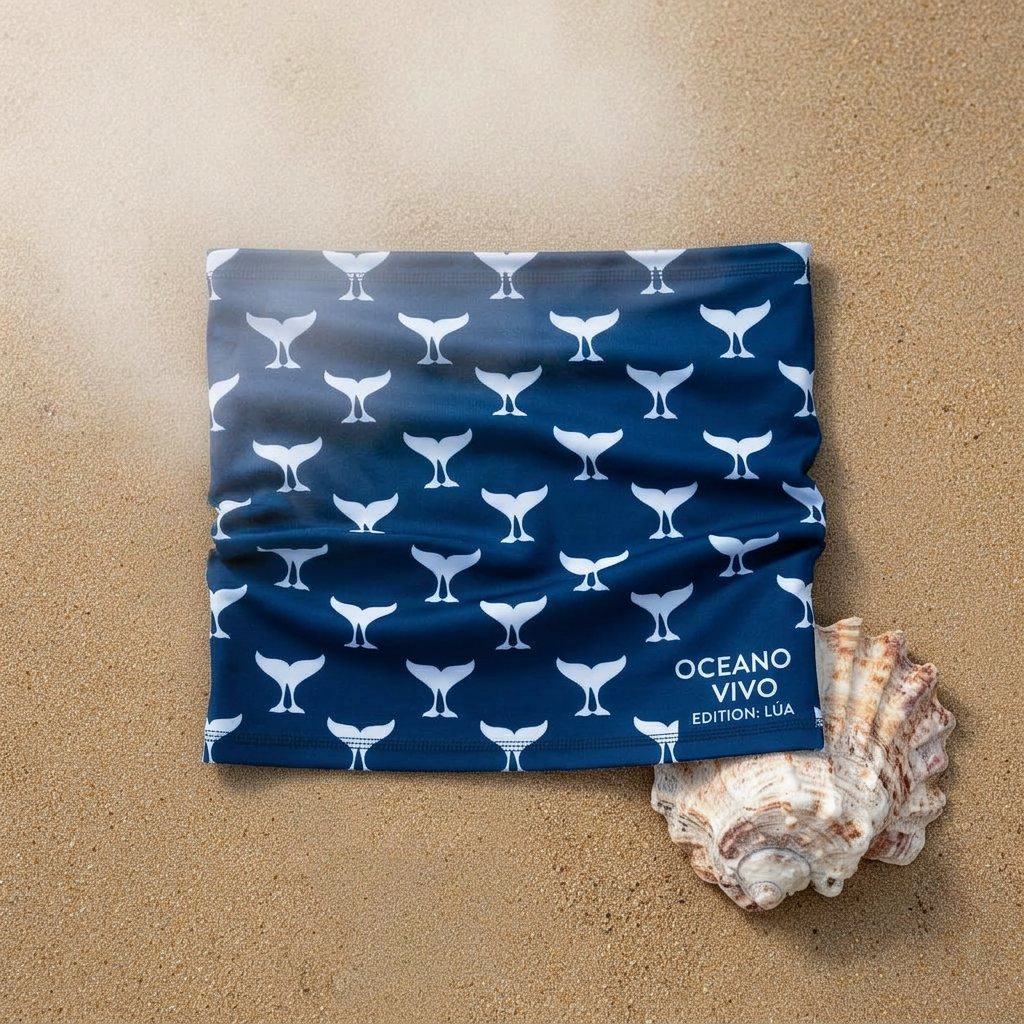 Orca Buff UV+ edición Lúa en tono Navy abisal, marca OCEANO VIVO